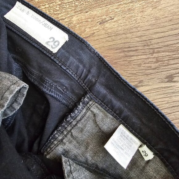 Rag & Bone Ridley Moto Jean Low Rise Skinny Slim Zipper Pockets 29 Wax Black - Picture 9 of 10